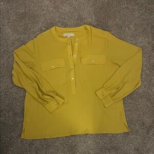 LOFT Mustard Button-Front Blouse